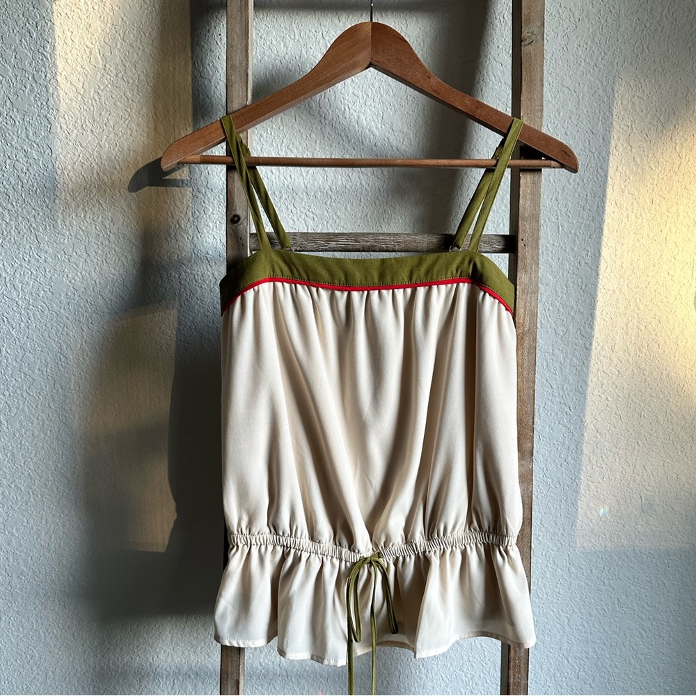 Chord Tie Waist Peplum tank blouse sz: Small